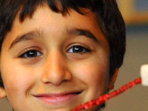 Smiling male child with craft.