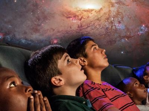 Students watching a planetarium show.