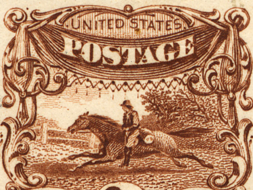stamp showing pony express