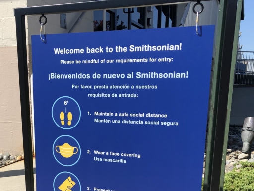 Welcome sign with safety guidelines