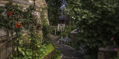 garden with garden chair