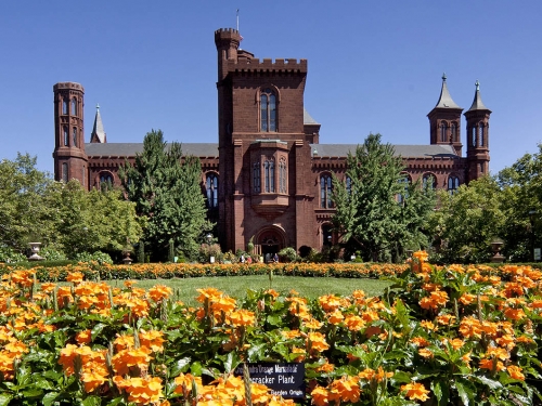 Castle with garden view.